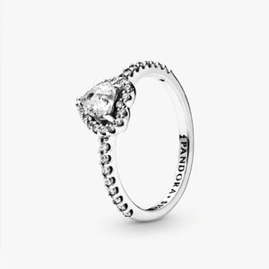 Pandora Ale 925 Heart Sterling Silver Cubic Zirconia Elevated Size 5 Ring
